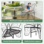 Butterfly Shaped Outdoor Bench, Black Garden Bench for Outdoor with Sturdy Stable Metal Frame, Butterfly Chair Butterfly Bench Outdoor for Garden, Yard, Balcony, Lawn (Black)