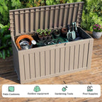 76 Gallon Outdoor Deck Box, Lockable Waterproof Outdoor Storage Boxes For Garden Tools,Indoor Cushions,Accessories Outside Storage Resin Weatherproof Container(Grey)