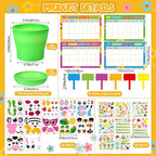 Capoda 24 Sets Garden Flower Pots Crafts Kit DIY Spring Plastic Seedling Nursery Pots with Stickers Plant Labels Growth Charts Planting Growing Tools Classroom Activities Project Gifts (Colorful)