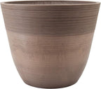 PSW Pot Collection FM40TP 16-inch Plastic/Stone/Wood Composite Large Ribbed Planter – No Drainage Hole (Drillable), Indoor/Outer Garden Pot for Foliage, Trees, Flowers, Ferns, Taupe