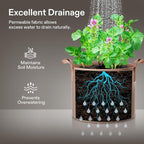 VIVOSUN 5-Pack 7 Gallons Grow Bags Heavy Duty Thickened Nonwoven Fabric Pots with Strap Handles Tan