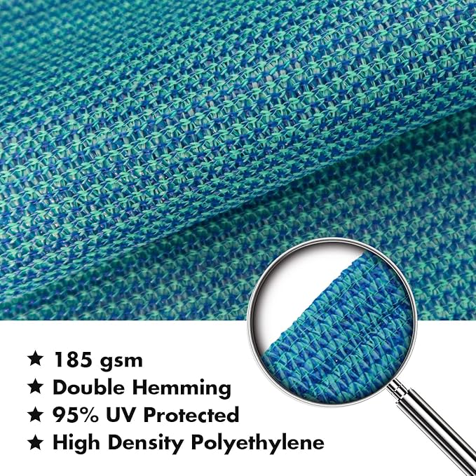 KANAGAWA 14'X15' Turquoise Mix Custom Size Sun Shade Sail Rectangle UV Block Canopy Cover for Patio Backyard Lawn Garden Outdoor (Customized Available)