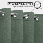 Easy-Going Linen Look Outdoor Curtains Waterproof Windproof Porch Curtains, Soft Thicken Outdoor Privacy Curtains for Patio, Gazebo, Grommet Top and Tab Bottom Drape, 1 Panel, 54x84 inch, Sage Green