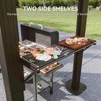 Aoxun Grill Gazebo 8 x 5FT, Outdoor Barbecue Gazebo with Double Polycarbonate Top, Aluminum Grill Canopy with Shelves for Patio, Lawn, Garden