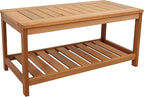 Sunnydaze Teak Outdoor Coffee Table for Patio - Coffee Table for Outside or Patio - Rectangle - 35 Inch - Meranti Wood