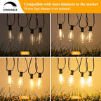 Brightever 50FT Outdoor String Lights Waterproof, 2700K Bright LED Patio Lights with 27 ST38 Shatterproof Vintage Bulbs, Retro Edison String Lights for Outside, Garden, Christmas Decor, Green Wire