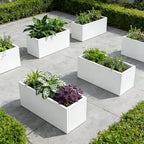 Metal Rectangular Planter Galvanized Steel Rectangle Planter White Planters Box 36" L x 15" W x 15" H Outdoor Indoor Large Heavy for Commercial Residential Plants Patio