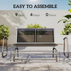 Outsunny 2-Person Outdoor Glider Bench, Patio Double Swing Rocking Chair Loveseat w/Powder Coated Steel Frame for Backyard Garden Porch, Black