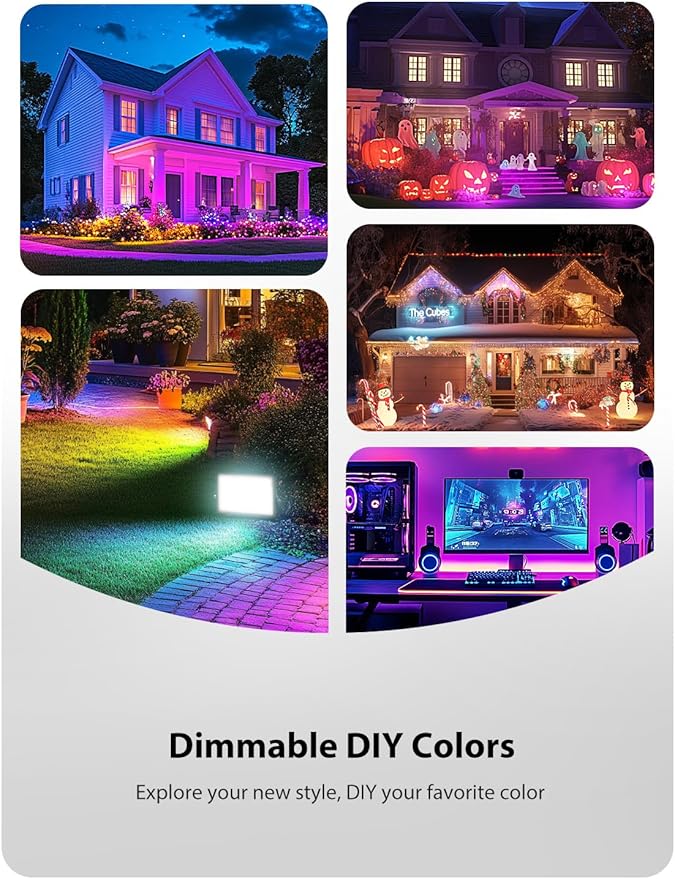 Flood Security Lights, 100W Color-Changing Outdoor with Remote