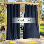 NICETOWN 2 Panels Gazebo Curtains Outdoor Waterproof & Windproof, Top and Bottom Grommet with Back Tab Wind-Break Outdoor Dividers Blackout Blinds with Fixed Rope for Patio, W52 x L95, Navy Blue