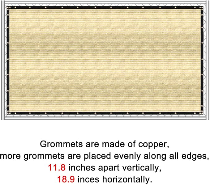 Garden Privacy Screen Fence, 6 x 50 ft HDPE Mesh with Grommets in Sand