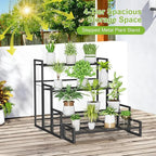 Plant Stand, 4 Tier Stackable Tiered Plant Stand, Scalable Heavy Duty Tall Plant Shelf for Indoor Outdoor, Garden, Display Shelves, Flower Pot Holder, Black