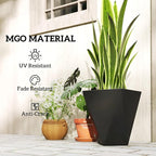 Outsunny Set of 3 Tall Planters, 18", 15.25", 11.75", MgO Indoor Outdoor Planters with Drainage Holes, Stackable Flower Pots for Garden, Patio, Balcony, Front Door, Black