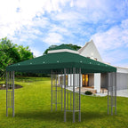 Sumfaller 10x10 FT Gazebo Replacement Canopy Top Double Tiered Canopy Top for Outdoor BBQ Roof Cover Grill Shelter (Green)