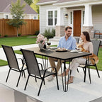 JEAREY Patio Dining Chairs Set of 4, Outdoor Stackable Dining Furniture Set, All Weather Dining Set for Lawn, Garden, Backyard, Poolside, Deep Gray