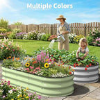 Kesfitt Raised Garden Bed, 5x2x1 FT Galvanized Steel Metal Raised Garden Bed, Oval Open-Bottom Design, 12-Inch Deep for Outdoor Vegetable & Herb Gardening, Silver