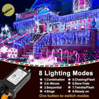 String Lights, 400 LED, 33 ft, with 8 Lighting Modes