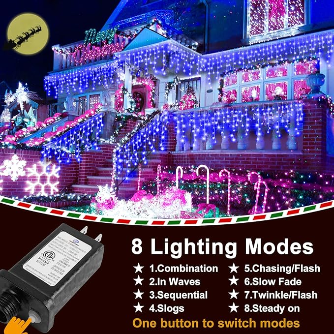 String Lights, 400 LED, 33 ft, with 8 Lighting Modes