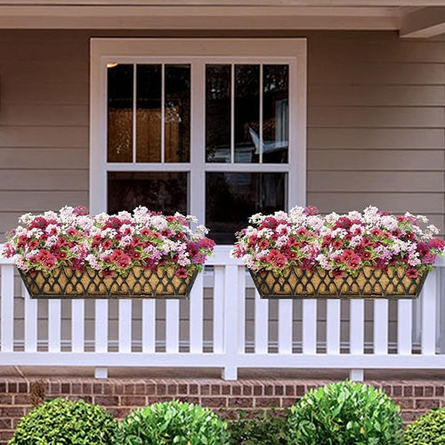 2 Pack 30 Inch Window Boxes Planters Railing Planter Box with Adjustable Brackets for Porch Fence Patio Balcony Hanging Flower Baskets with Coco Liners for Outdoor Garden Décor - Bronze
