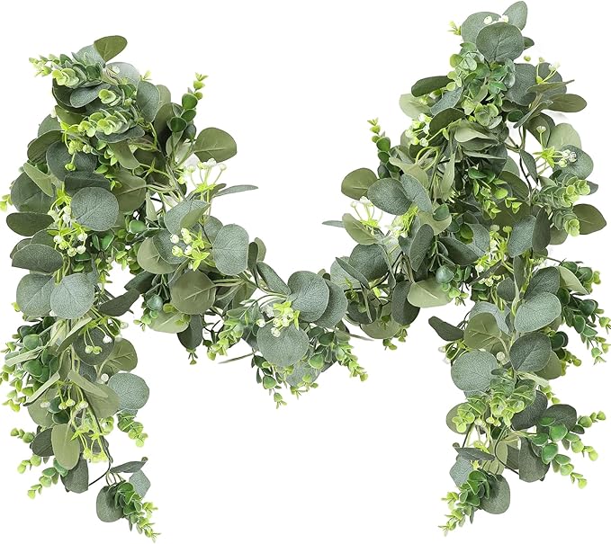 Artificial Plants Greenery Eucalyptus Garland, 5.9 Ft, 2 Pieces, Green