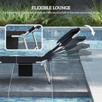 Outsunny Chaise Lounge Chair Outdoor Set of 2 with Face Arm Hole, 5-Position Reclining Face Down Tanning Chair with Carry Strap, Side Pocket, Portable Folding Bed Cot for Patio Beach Pool, Black