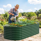Kesfitt Raised Garden Bed Outdoor, Galvanized Steel Metal Raised Bed Planter for Vegetables, 24-Inch Deep Open Bottom Backyard Garden Bed 6x3x2 ft, Forest Green