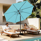 MEWAY 9ft Patio Umbrella Outdoor Table Umbrellas with Push Button Tilt and Crank, Market Umbrella 8 Sturdy Ribs for Deck, Garden, Pool and Backyard, Sky Blue
