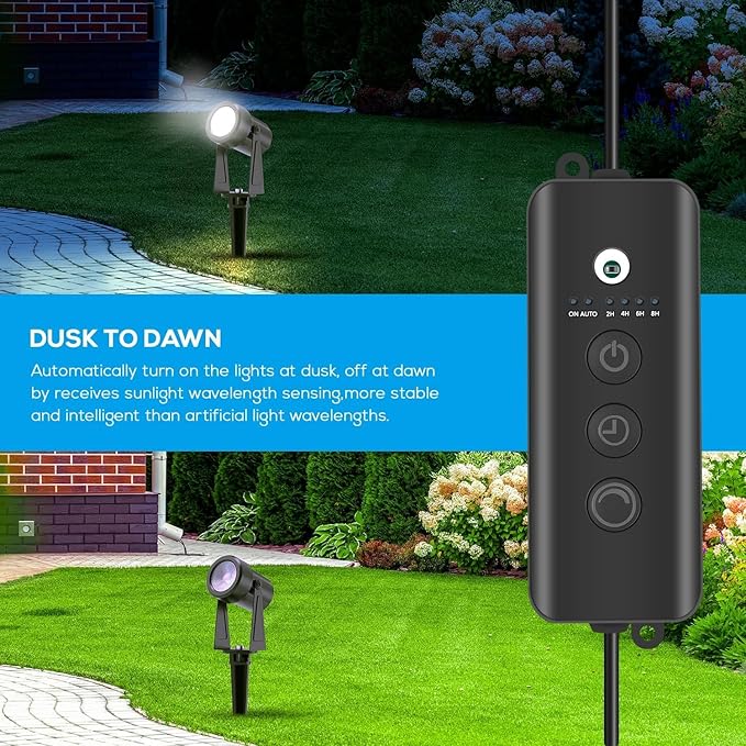 SUNTHIN Outdoor Landscape Lighting with Dusk to Dawn Sensor Controller, 4 Pack