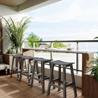 All-Weather Bar Stools Set of 2, 28" Height Outdoor Bar Stools, Never Rot or Fade, for Bar, Kitchen Counter, Deck, and Patio, Grey