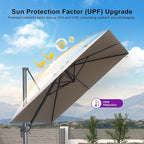 PURPLE LEAF 10 FT Outdoor Umbrella with Base Patio Cantilever Aluminum Umbrella with 3 Years Fade Resistance Recycled Fabric Offset Square with 360-degree Rotation for Deck Pool Garden, Ash Mocha