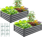 Quictent Galvanized Raised Garden Bed 4x3x1 Ft Metal Planter Box for Vegetables Bottomless for Backyard Dark Grey 2PCS