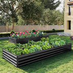 10×3×1FT(2PCS) Galvanized Raised Garden Bed Kit, Metal Planter Boxes,Large Outdoor Planters Garden for Planting Vegetables,Flowers,Herbs -Black