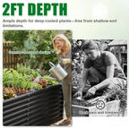 Galvanized Raised Garden Bed Kit Outdoor Patio,6x3x2ft Large Rectangular Metal Planter Boxes,Deep Root Box Planter for Gardening, Vegetables, Flowers, Herbs, 1 Pack, Black