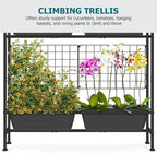 OYEAL Raised Garden Bed with Legs & Trellis, 32" Tall Vertical Garden Planter Boxes Outdoor Flower Bed for Gardening, Vegetables, Flowers, Herbs, Backyard, Grey