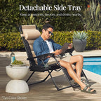 Best Choice Products Oversized Padded Zero Gravity Chair, Folding Outdoor Patio Recliner, XL Anti Gravity Lounger for Backyard w/Headrest, Cup Holder, Side Tray, Polyester Mesh - Amethyst Purple