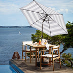 JEAREY 7.5FT Patio Umbrella Outdoor Market Umbrella with 6 Sturdy Ribs, Push Button Tilt/Crank Table Umbrella for Garden, Deck, Backyard and Pool, Black & White Stripe
