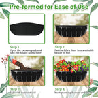 Riare 6 Pack 30 Inch Black Felt Window Box Liners- Fabric Trough Planter Basket Liners Replacement, Non-Woven Hanging Plant Liner for Wall Hanging Basket, Garden Fence Railing (Avoid Bird Nesting)