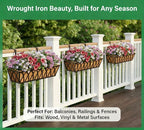 Y&M 30 Inch Window Deck with Coco Liner, Fence Metal Hanging Flower Planter Basket Deck Railing Planter Boxes for Outdoor Garden Lawn, 30" Window Boxes Horse Trough with Coconut Coir Liner,4pcs