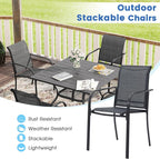 VICLLAX 7 Pieces Patio Dining Set for 6, Outdoor Furniture Set Includes 59" Rectangle Outdoor Table and 6 Stackable Patio Sling Chairs, Black Tabletop and Grey Fabric