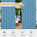 Easy-Going Outdoor Patio Curtains Detachable Tab Top Windproof Weatherproof Curtain for Cabana, Porch, Pergola and Gazebo, Tab Bottom Drape, 2 Panels, 54W x 108L inch, Sky Blue
