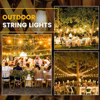 String Lights, 50 Ft Vintage Edison-Style Bulbs, Warm White, IP65 Waterproof