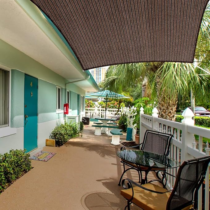 Eden's Decor Straight Flat-Edged Sun Shade Sail Rectangular 10' x 21' Brown UV-Blocking Outdoor Canopy Fabric Cloth Awning for Pergola Patio Garden Backyard Custom Size