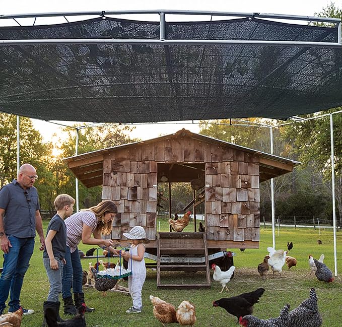 QLOFEI Shade Cloth for Garden, 90% Sunblock Shade Neting Cover with Grommets, Sun Protection Screens for Patio Kennel Chicken Coop Pergola Greenhouse Plants Cover Mesh Tarp, 6x8 FT