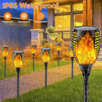 Upgraded 8 Pack Super Larger Size Solar Torch Lights with Flickering Flame, Extra Bright Solar Lights Outdoor Waterproof, Solar Flame Lights Outdoor Solar Tiki Torches for Garden Pathway Auto On Off