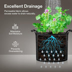 VIVOSUN 5-Pack 10 Gallon Plant Grow Bags, Heavy Duty Thickened Nonwoven Fabric Pots with Handles