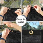UPGRADE Privacy Screen 3' x 16' Fence Commercial Shade Cover with Brass Grommets Heavy Duty Perfect for Outdoor Back Yard, Black, Customizable