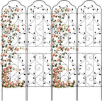 hogardeck 4 Packs 84 * 19 inch Metal Garden Trellis for Climbing Plants Outdoor,Heavy Duty,Black Coating Rustproof Trellis for Rose, Vegetable, Flowers, Expandable,Perfect for Training Climbing Plants