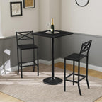 Bar Stools, Set of 2 Bar Chairs with Backrest and Footrest, 26" Tall Counter Bar Stools, Kitchen Breakfast Bar Chairs, Easy Assembly, for Dining Room, Black BAHB0901N1