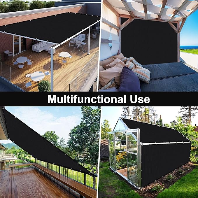 Artpuch 90% Sun Shade Cloth, 10 x 10 FT Pergola Shade Cover Canopy with Grommets, Sun Screen Fabric Tarp for Patio, Outdoor, Garden, Backyard, Black