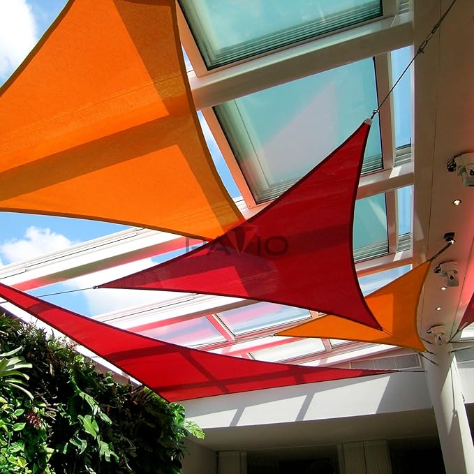 Patio Paradise 10' x 10' x 10' Sun Shade Sail Triangle Canopy Shade Cloth Fabric Sunlight Block Patio Pergola Cover HDPE Deck Awning for Outdoor Backyard Roof Shading, Red